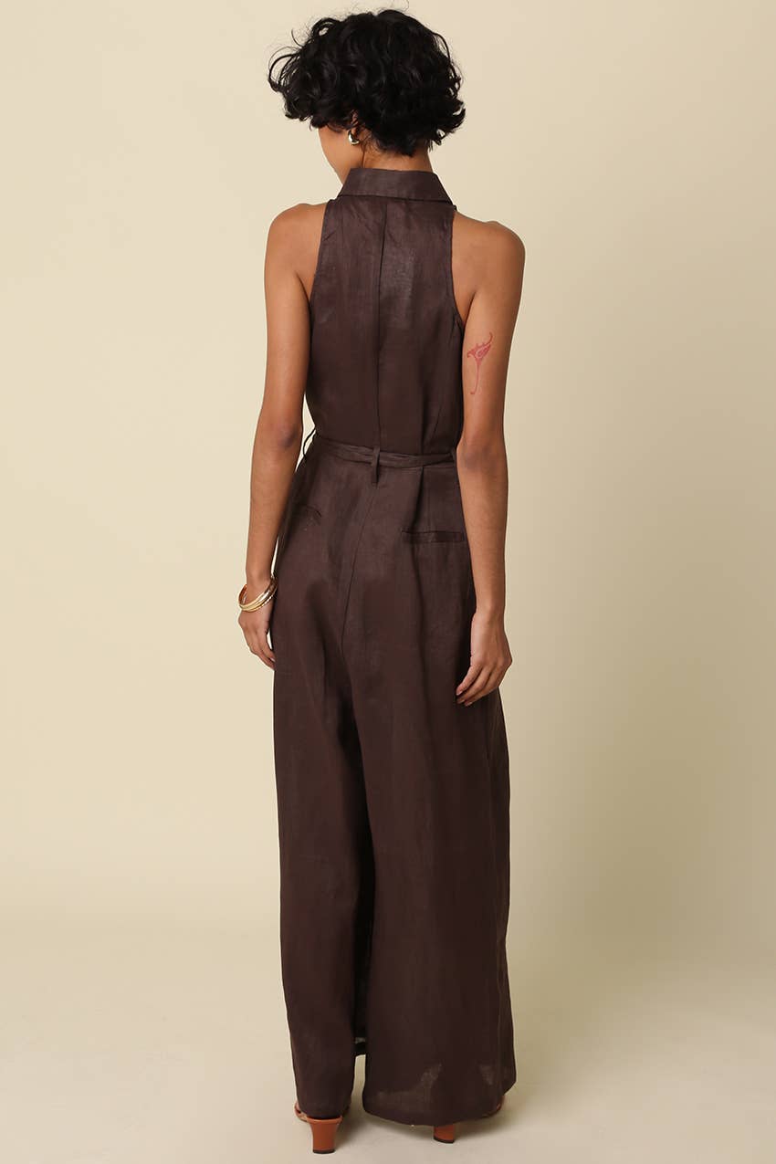 Eve Utility Belted Linen Jumpsuit