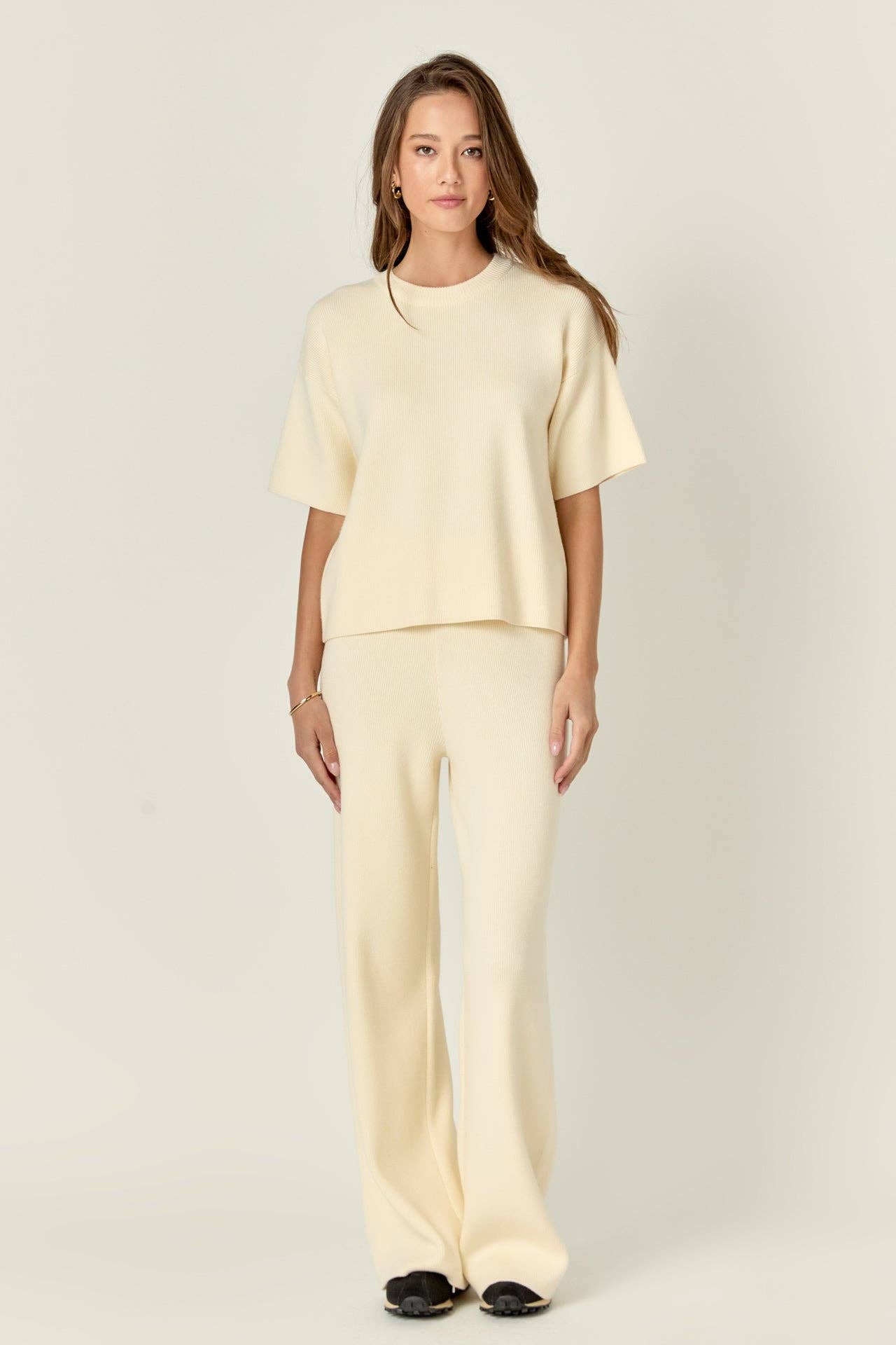 Collar Knit Half Sleeves Top