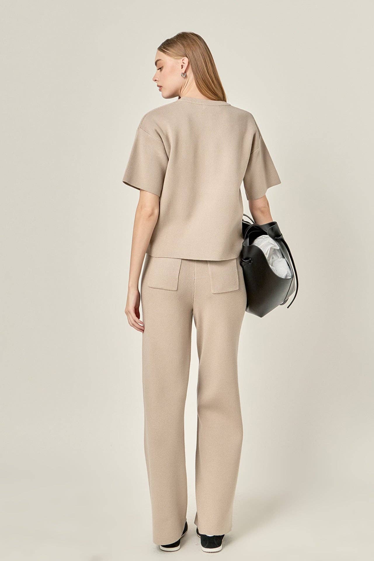 Collar Knit Half Sleeves Top