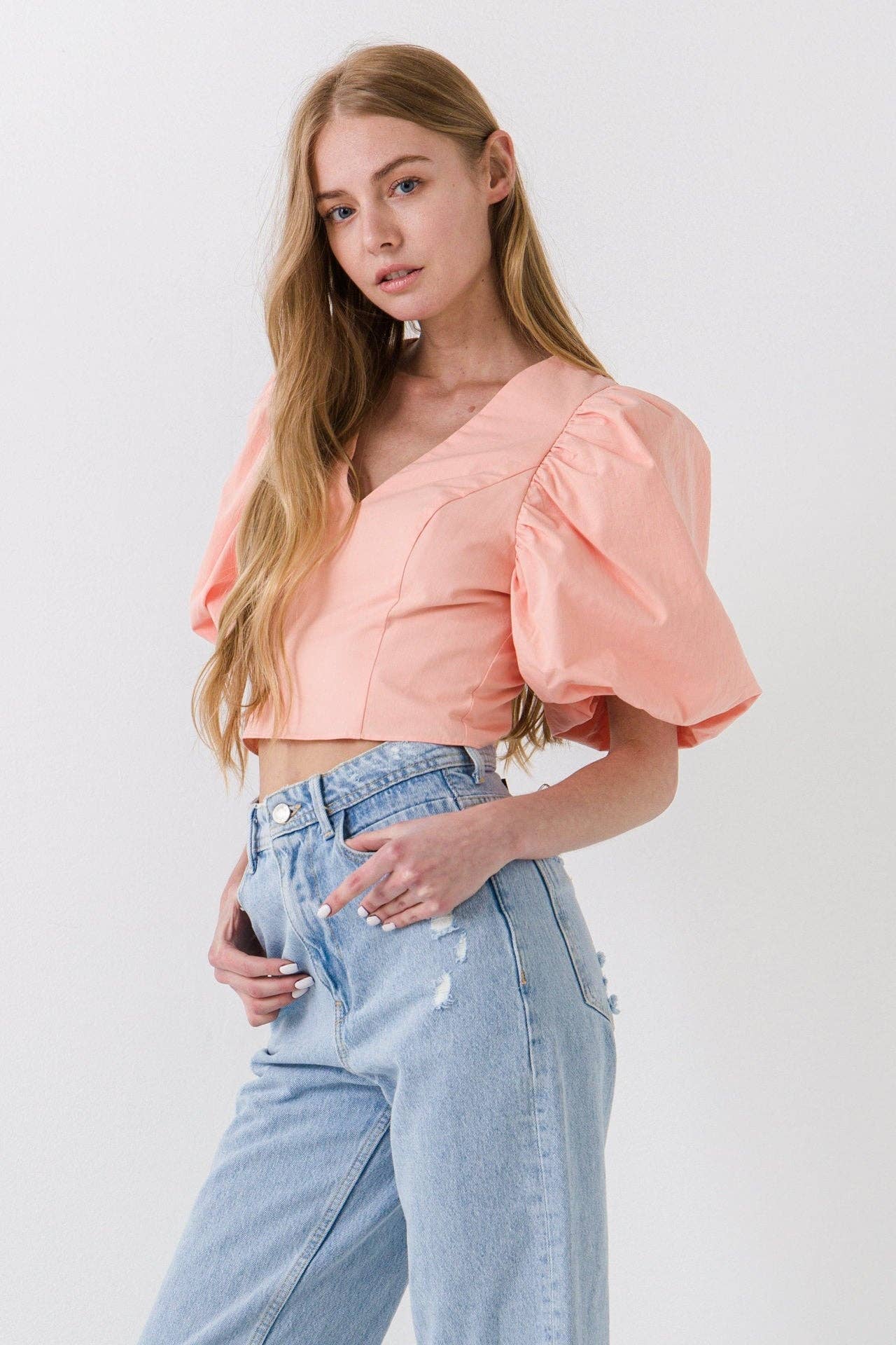 Puff Sleeve Crop Top