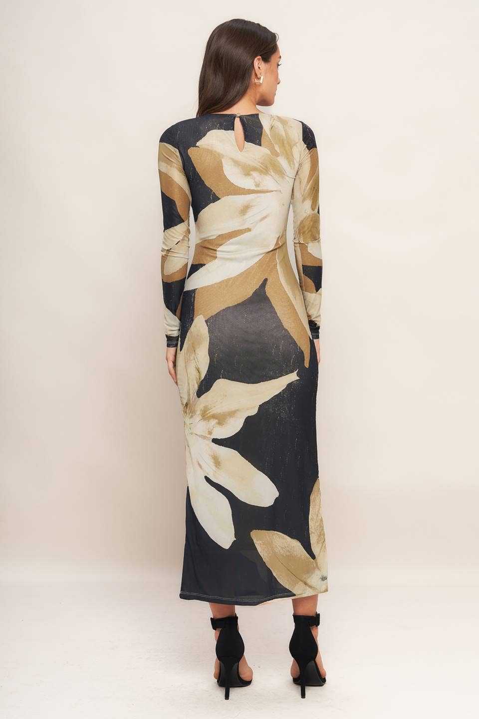 A printed power mesh midi dress - ID22924
