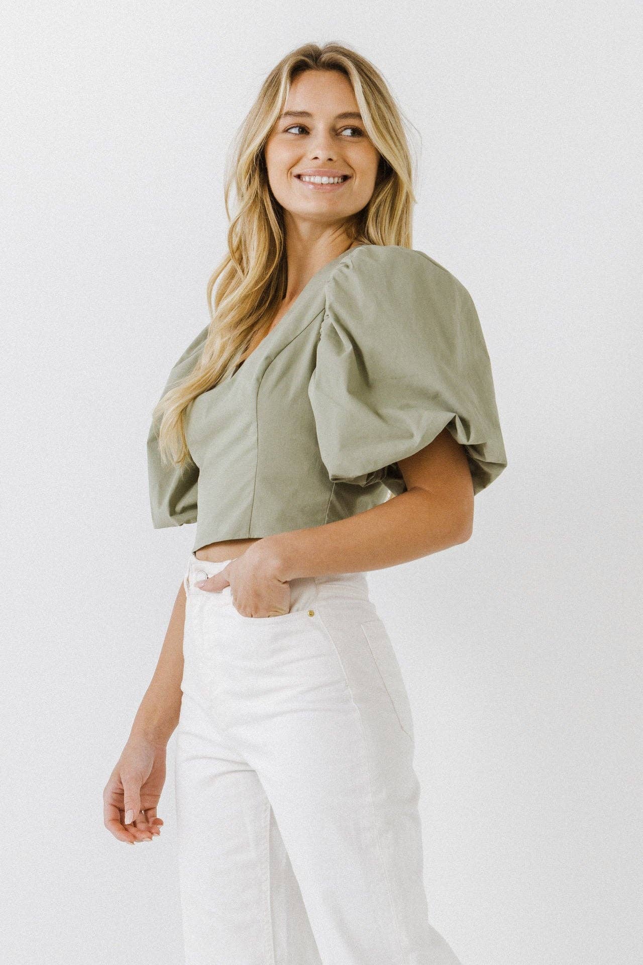 Puff Sleeve Crop Top
