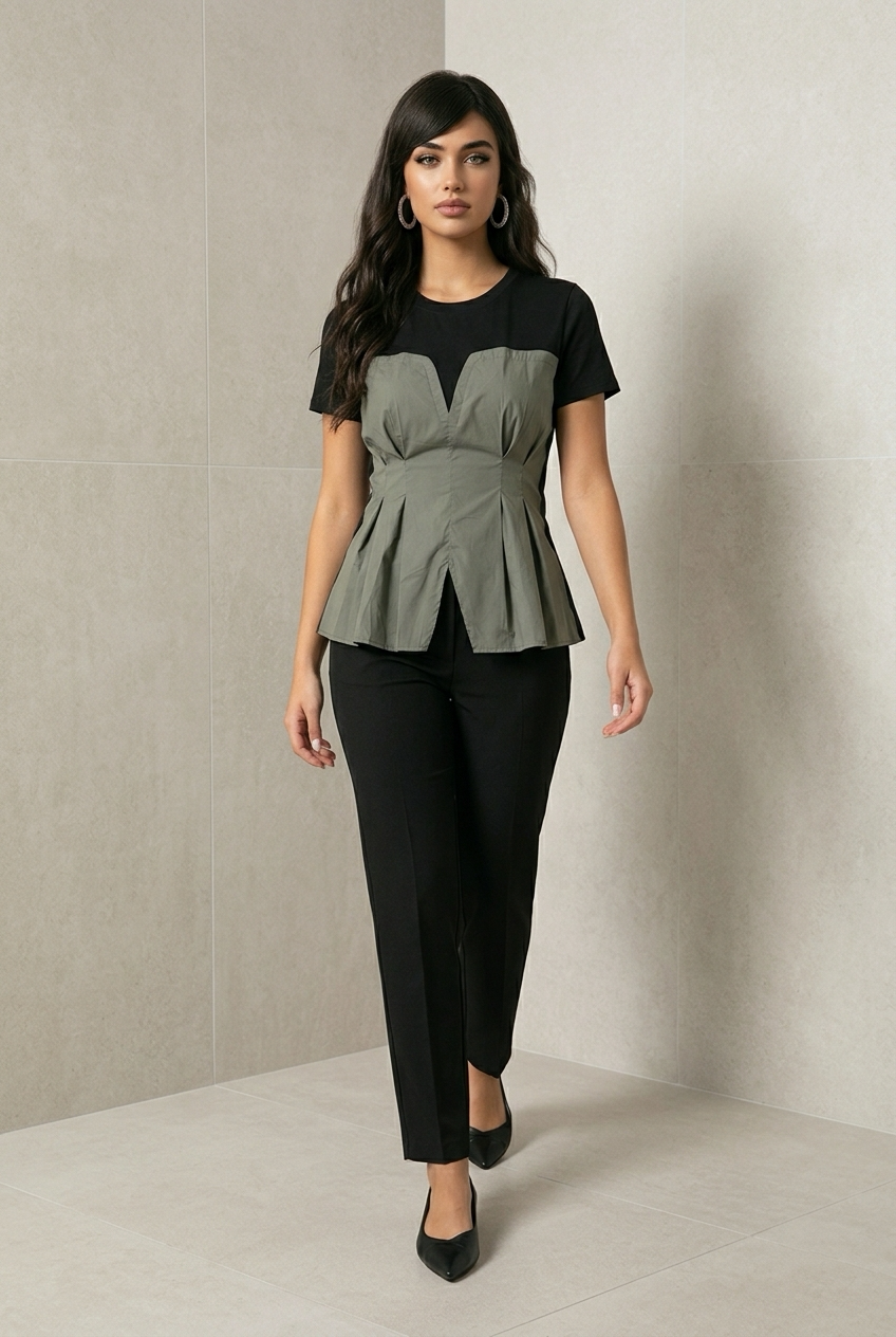 Olive Black Top