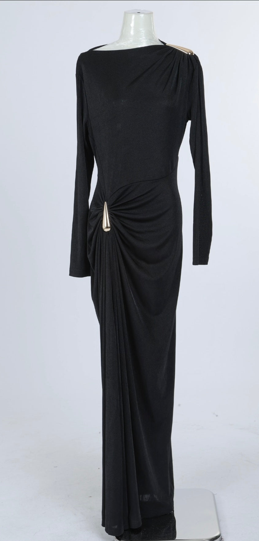 Gold Details Black Dress