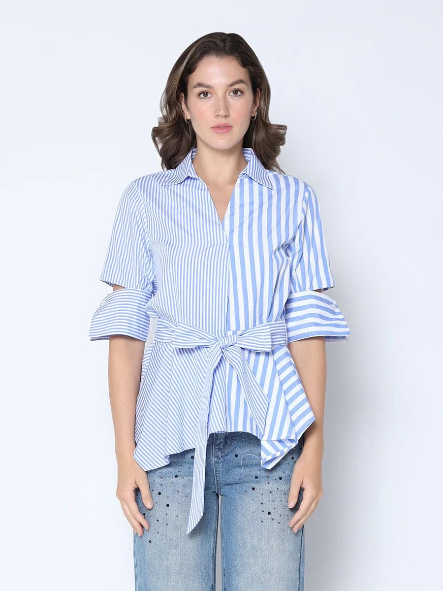 Stripes white and blue Top