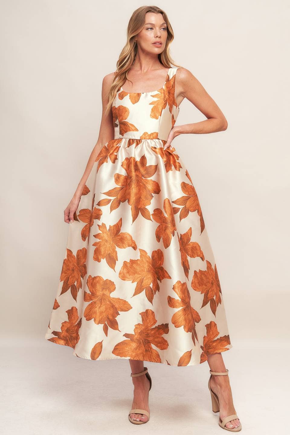 A printed woven midi dress - ID22668