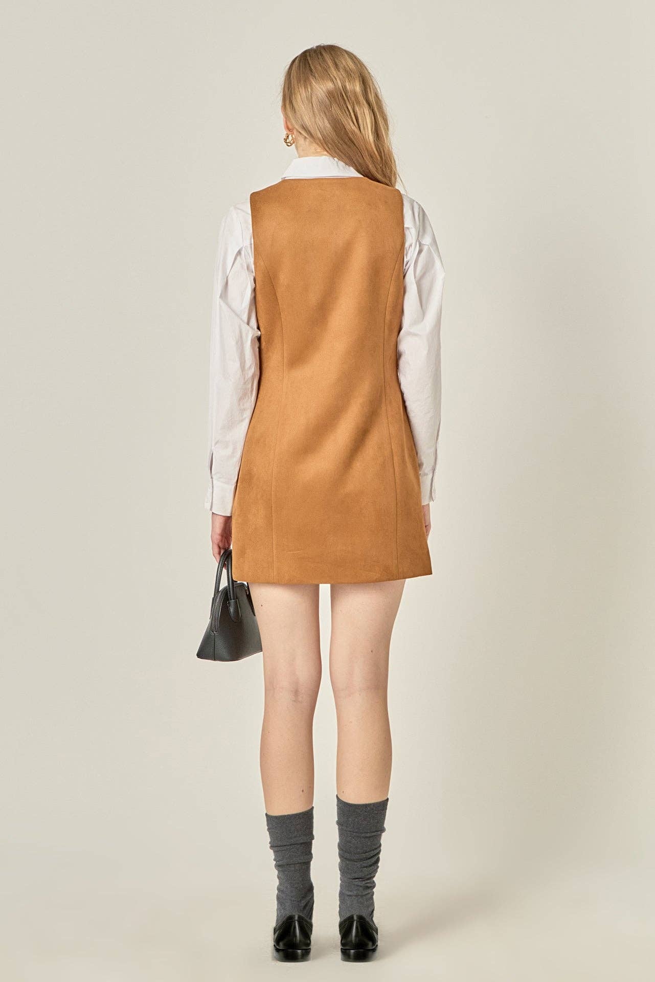 Faux Suede Vest Dress