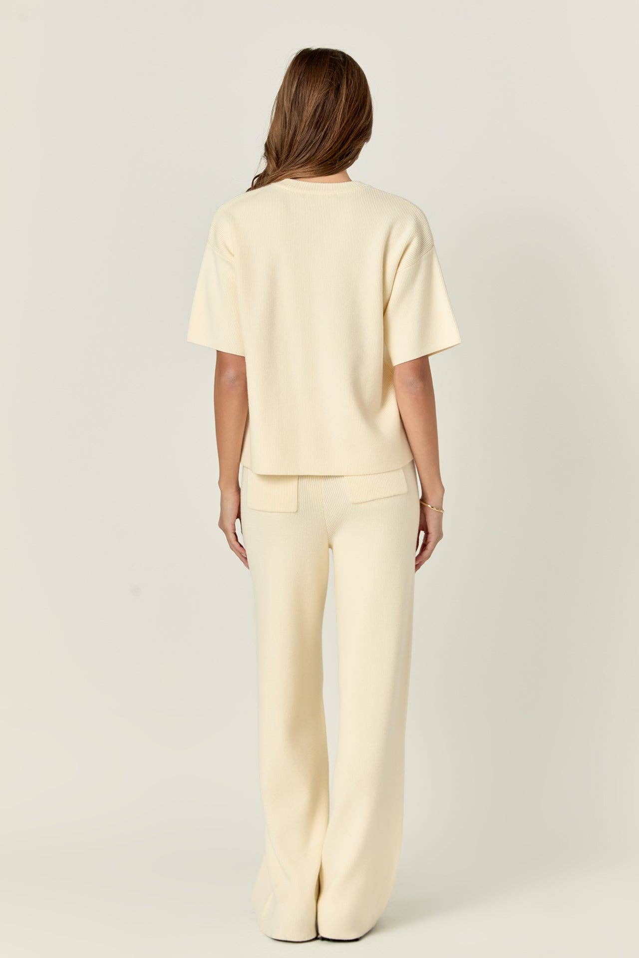 Collar Knit Half Sleeves Top