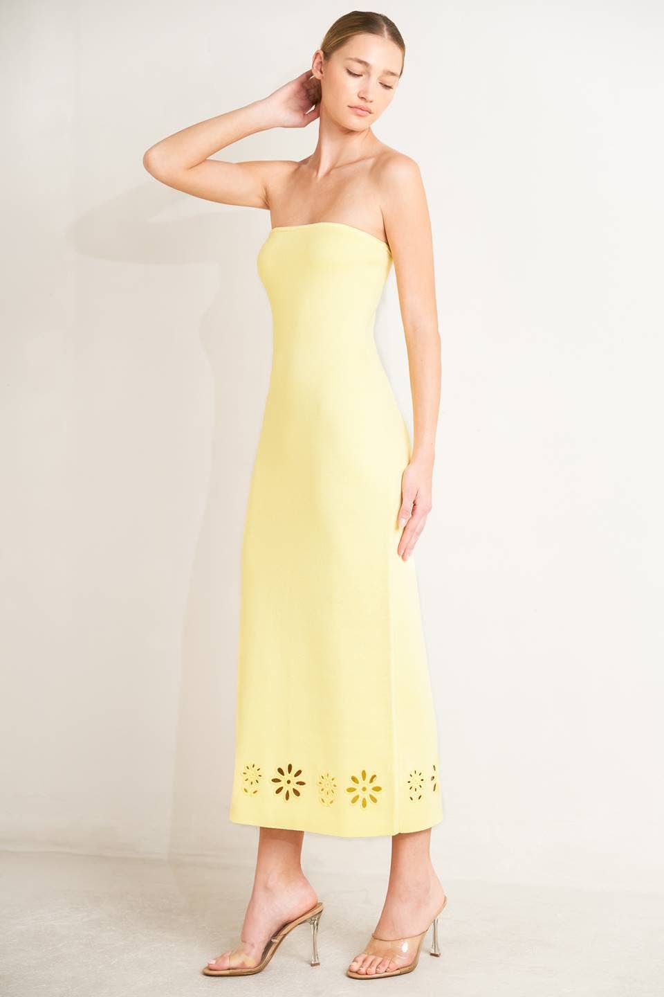 A solid sweater knit dress - FSW1407 YELLOW