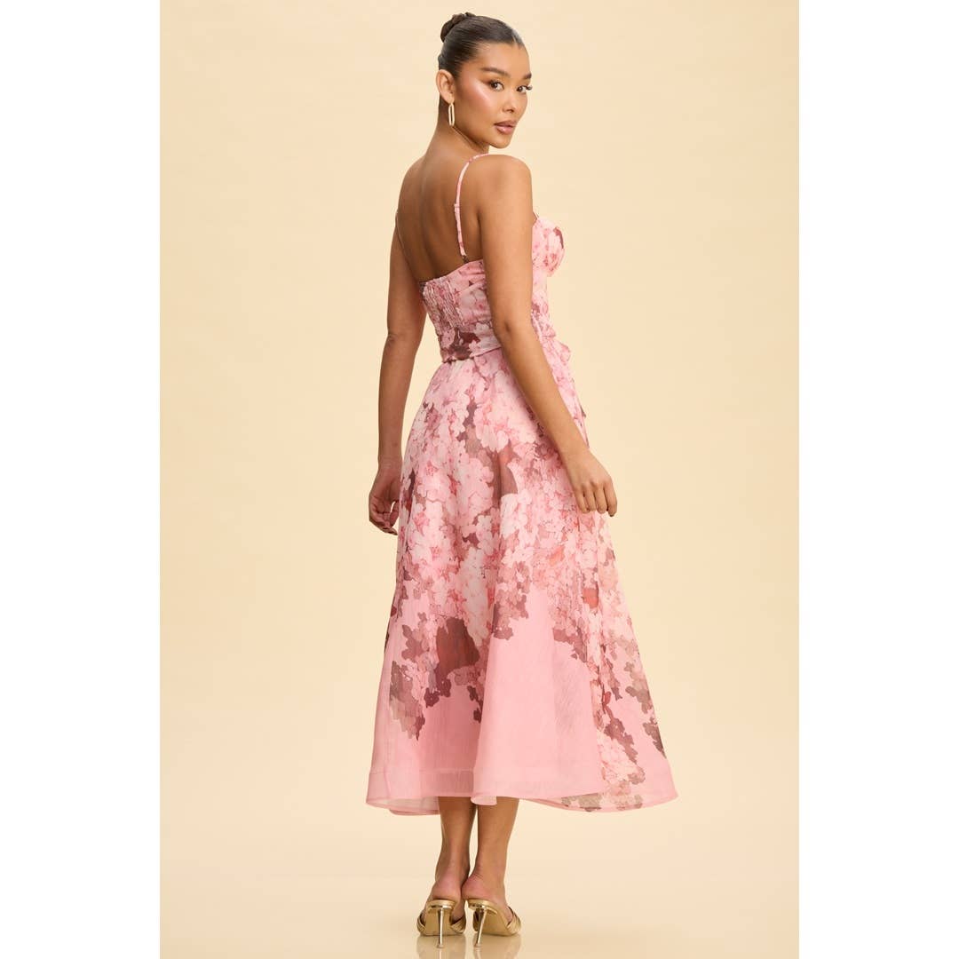 FALL FLORALS MIDI BELTED DRESS