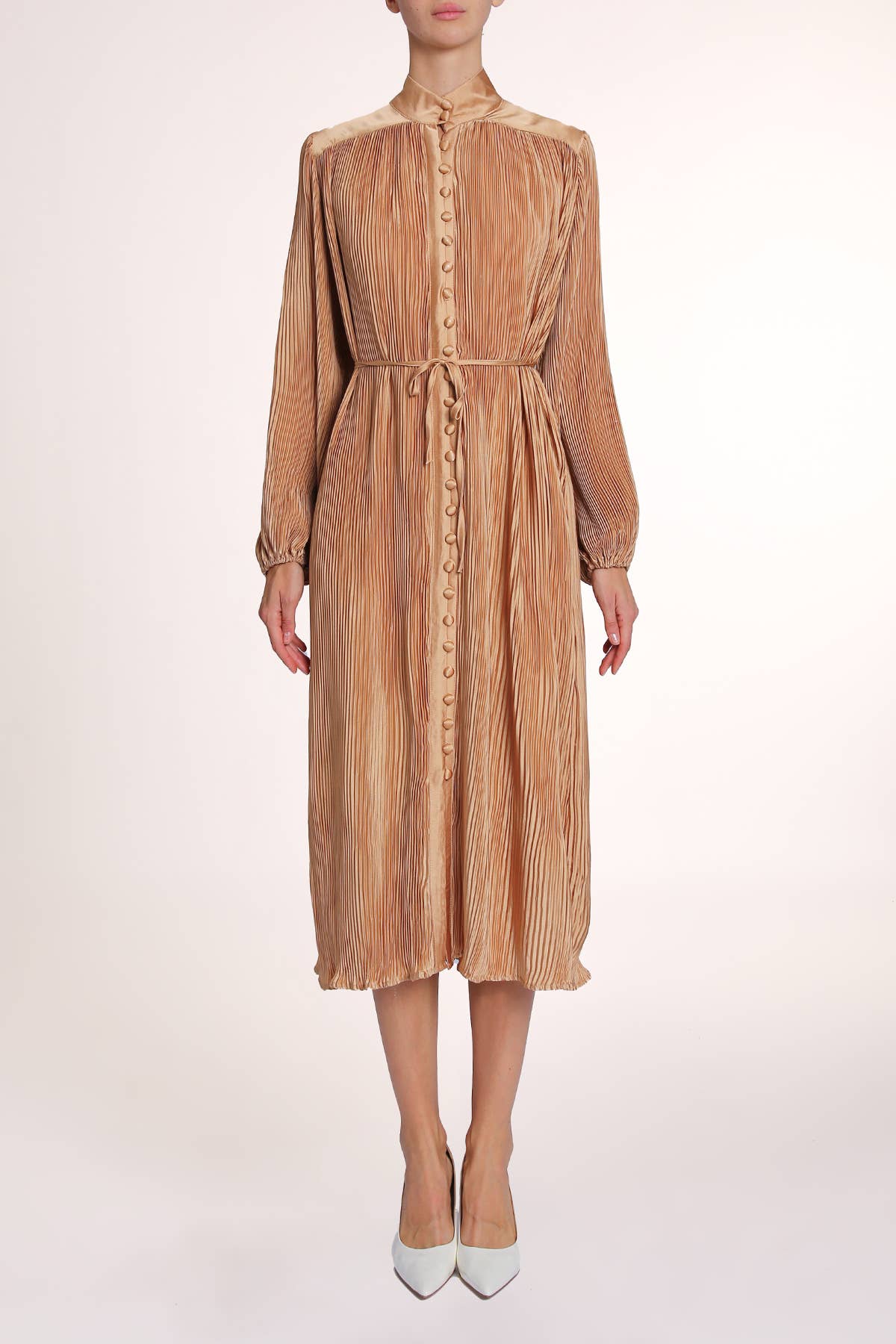 Satin Belted Pleat Maxi Dress PC3101