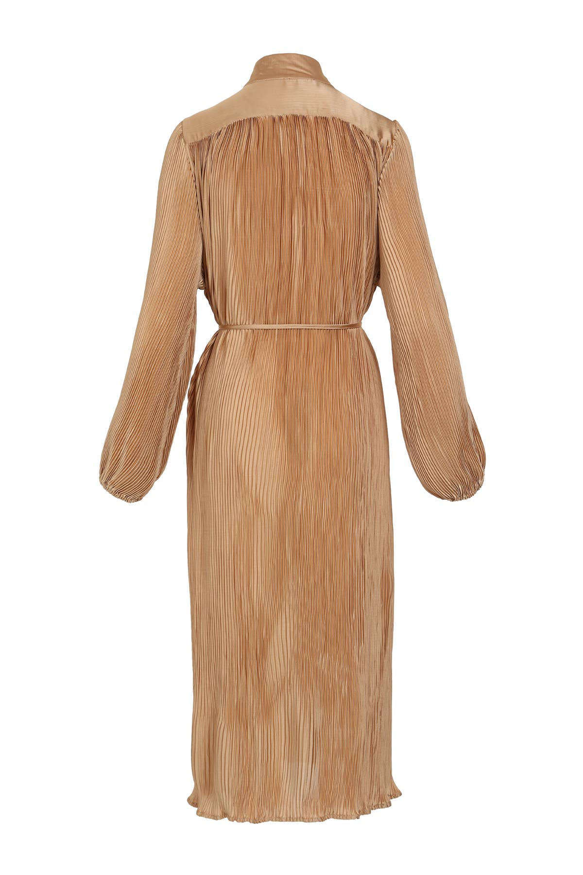 Satin Belted Pleat Maxi Dress PC3101