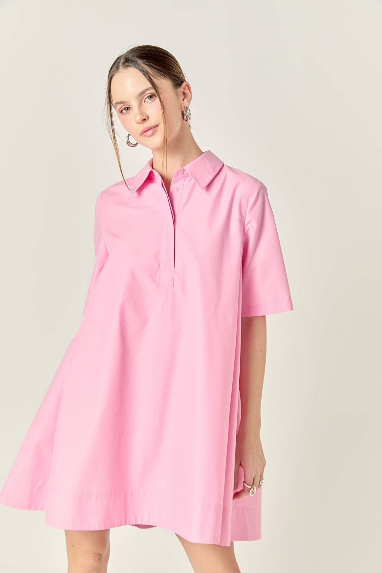 A-Line Short Sleeve Shirt Dress