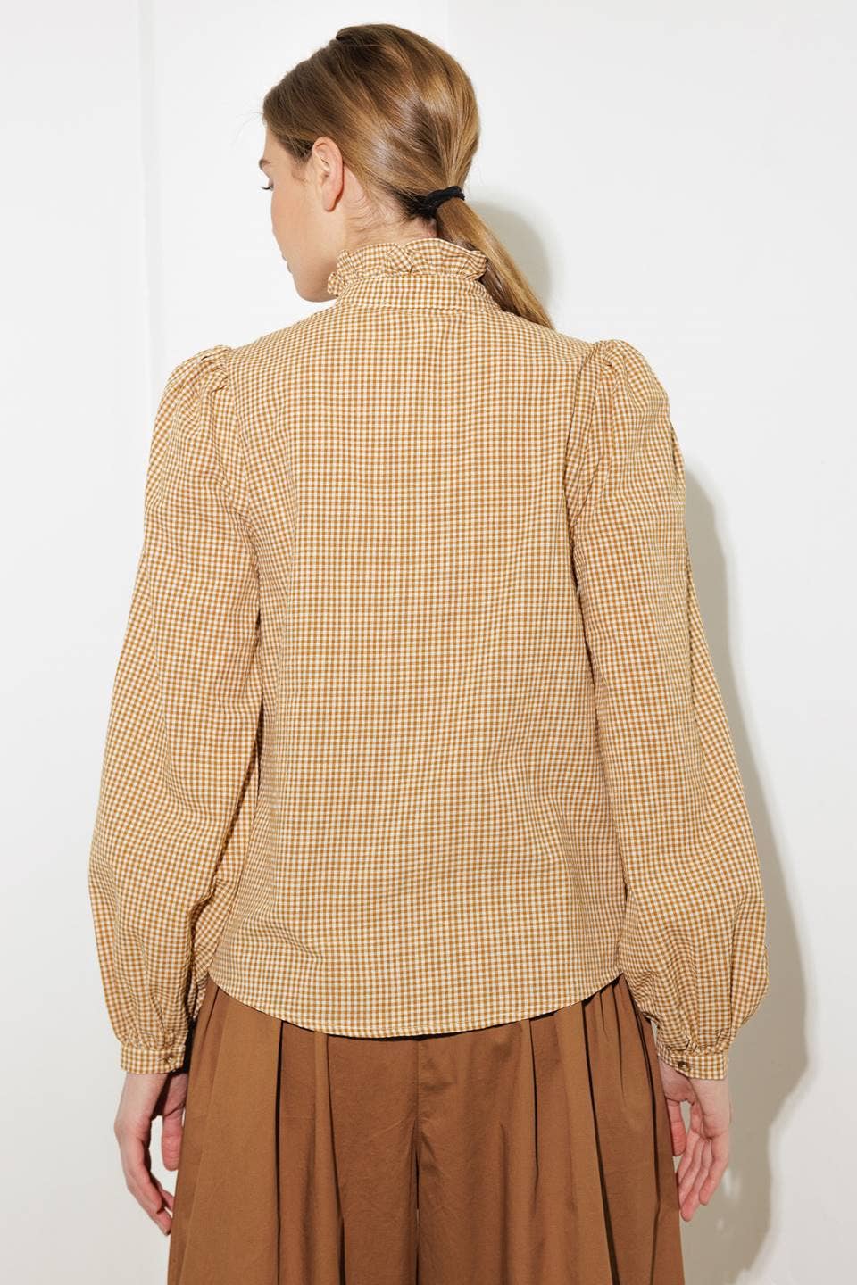 A printed woven top - FT1295 MUSTARD