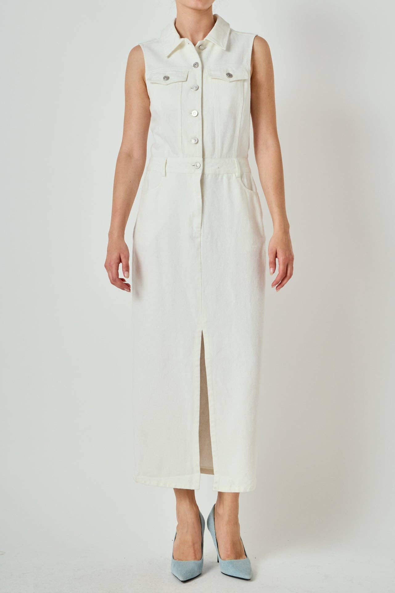 Sleeveless Maxi Denim Dress