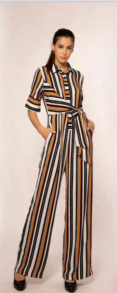 Orange Black & White Jumpsuit