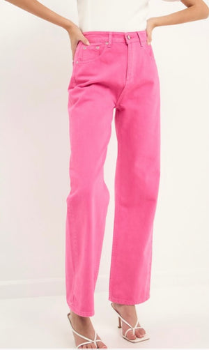 Pantalón rosa de cintura alta