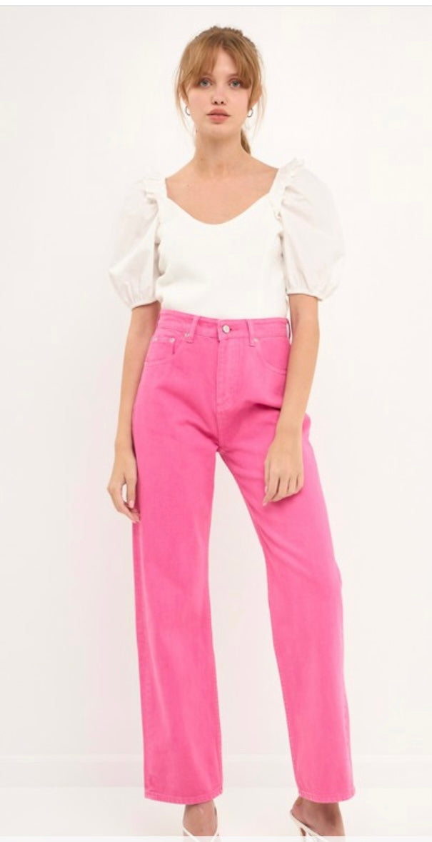 Pantalón rosa de cintura alta