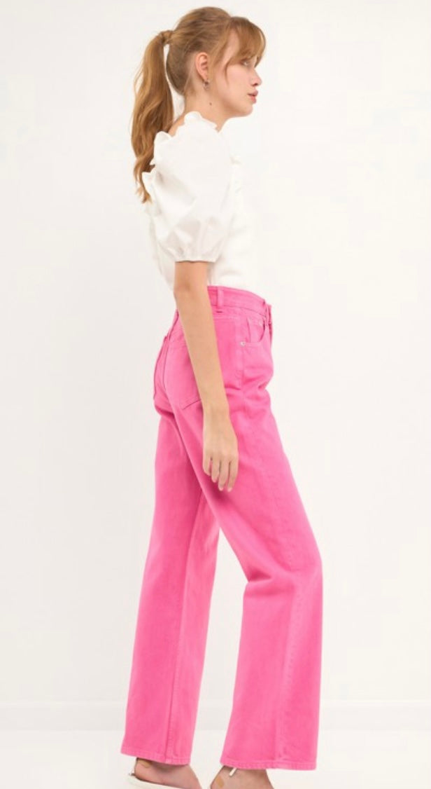 Pantalón rosa de cintura alta